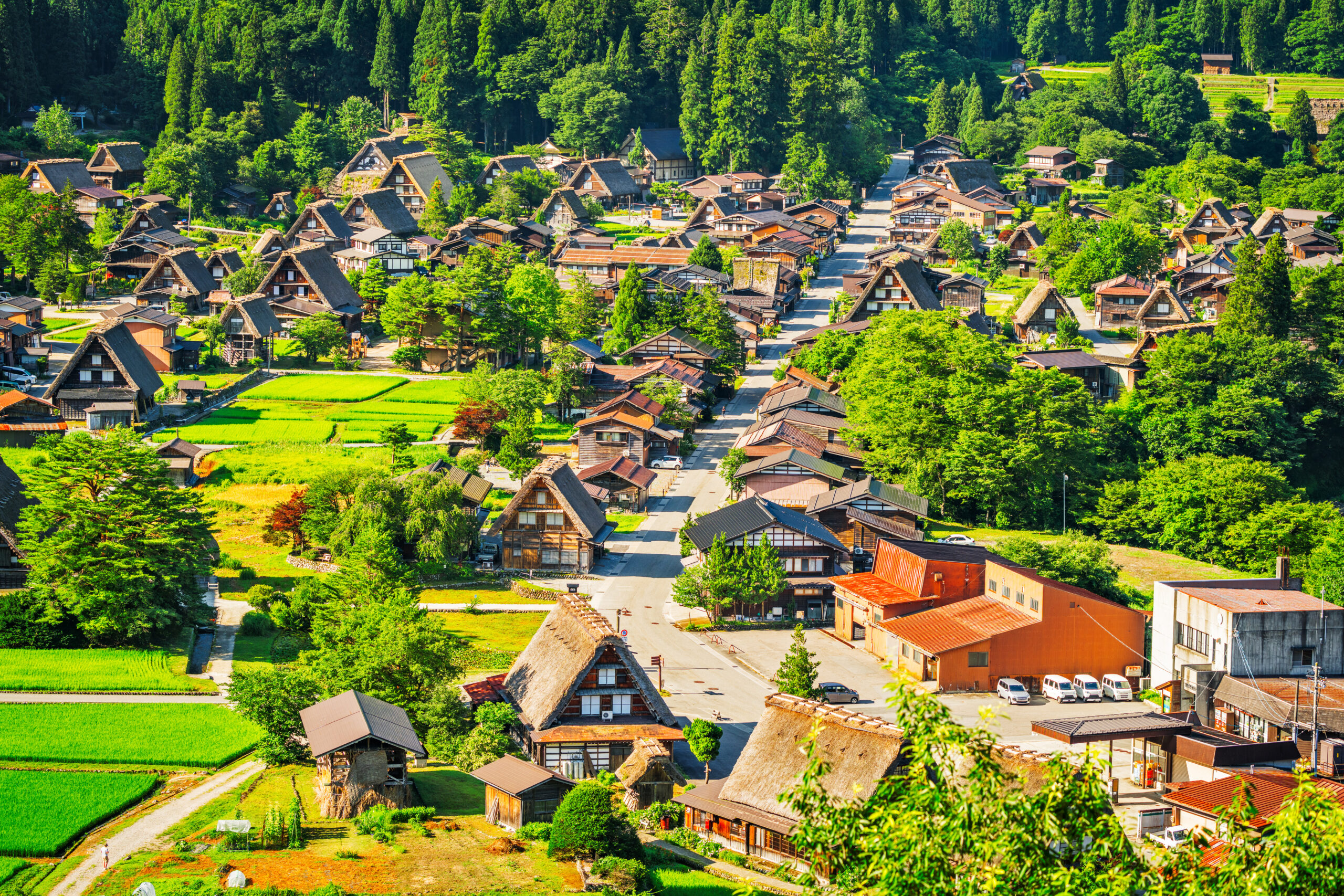 Shirakawa, Japan at Ogimachi during summer season.